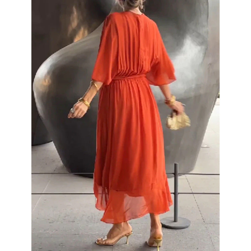 Lune London | Lacing Batwing Sleeve Asymmetrical Dress