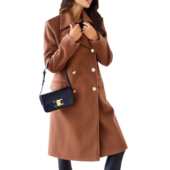 Ladies Elegant and Timeless Wool Coat with Double Row of Buttons Lune London
