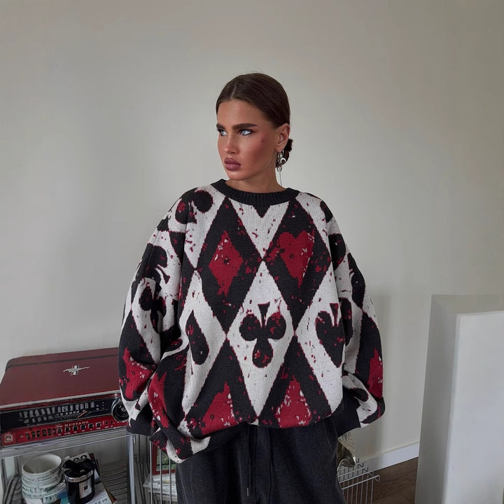 Oversized sweater for women with creative patterns and a wide fit Lune London