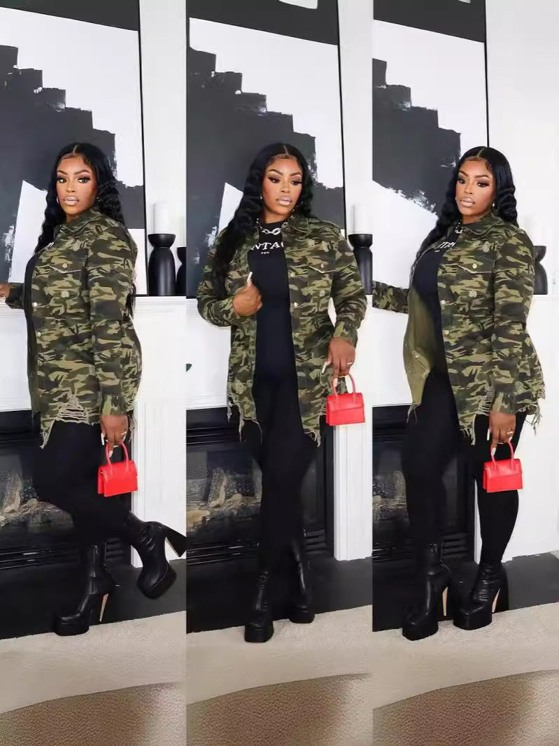 Ladies fashion camouflage-overshoot look Lune London