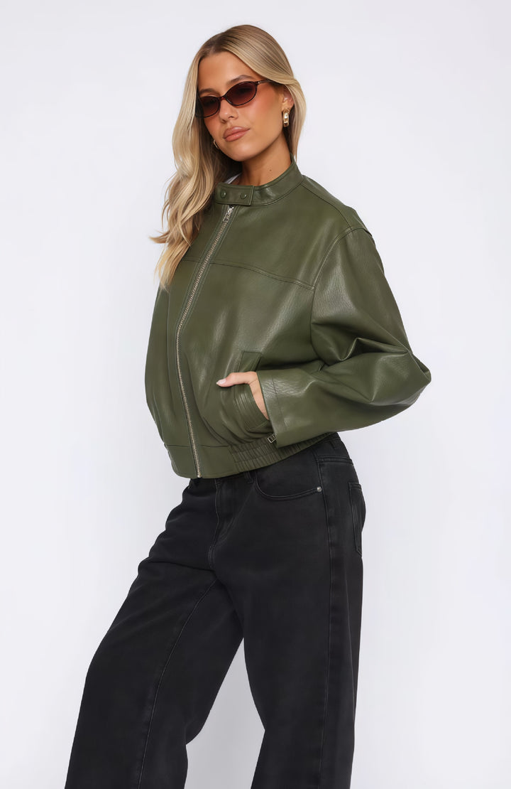 Casual and stylish synthetic leather jacket for women Lune London