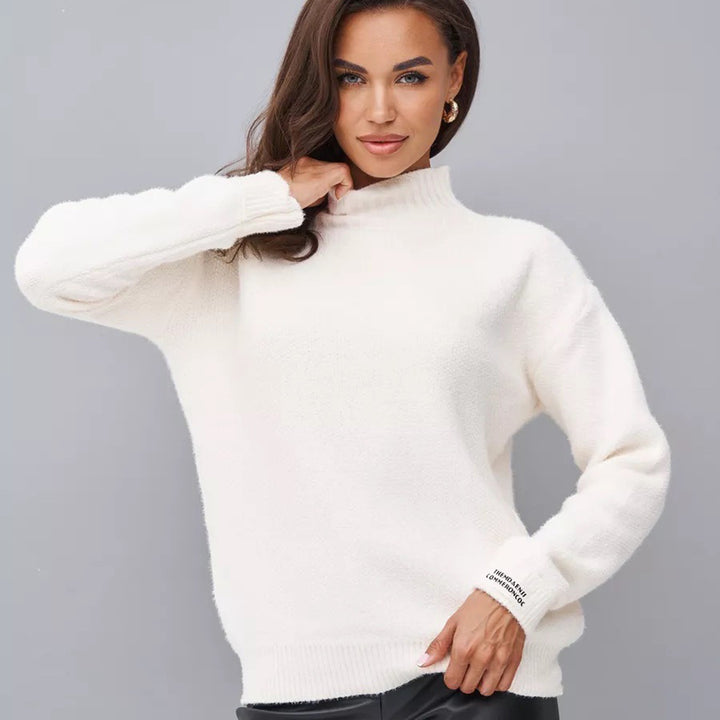 Women's sweater with high collar and structured knit Lune London