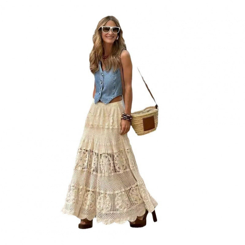Bohemian crochet maxi skirt for women Lune London