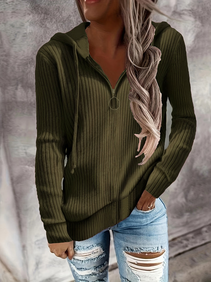 Lady Zip Hoodie with structured rib design and full zip Lune London