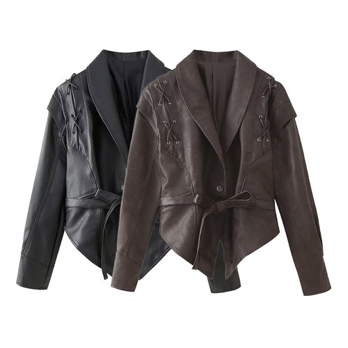 Women's biker jacket with refined lace details and a fitted cut Lune London
