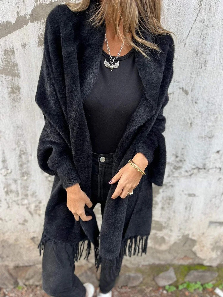 Knit coat for women with fringes Lune London