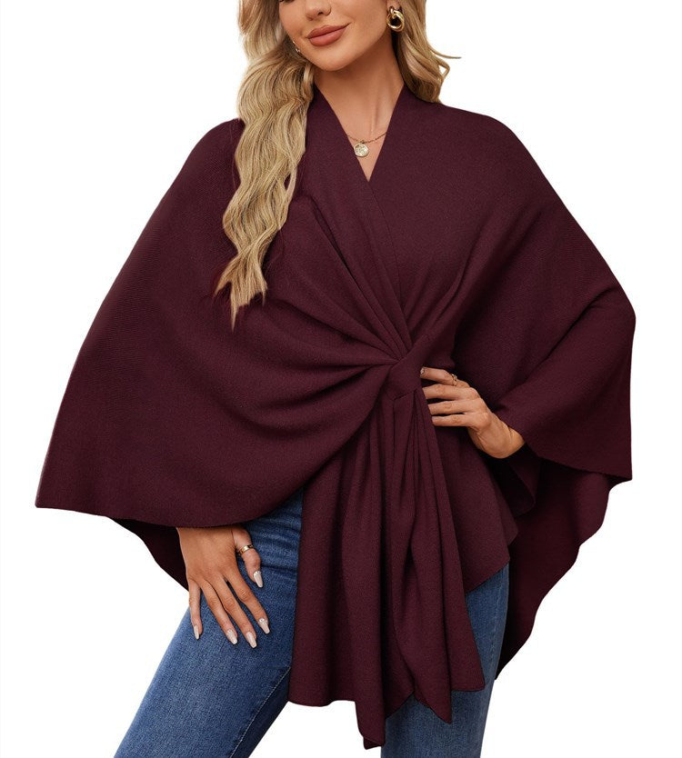 Ladies Elegant Wrapped Sweater with Asymmetrical Cut Lune London
