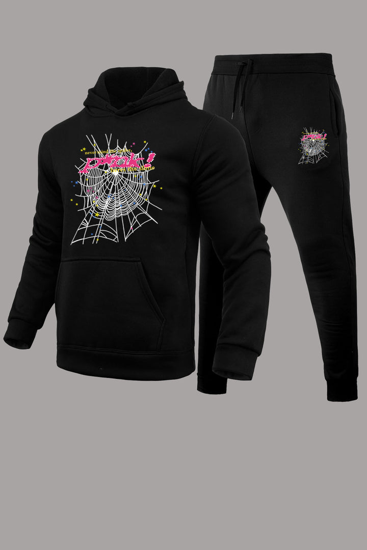 Women's hoodie and jogger pants set with a unique spiderweb design Lune London