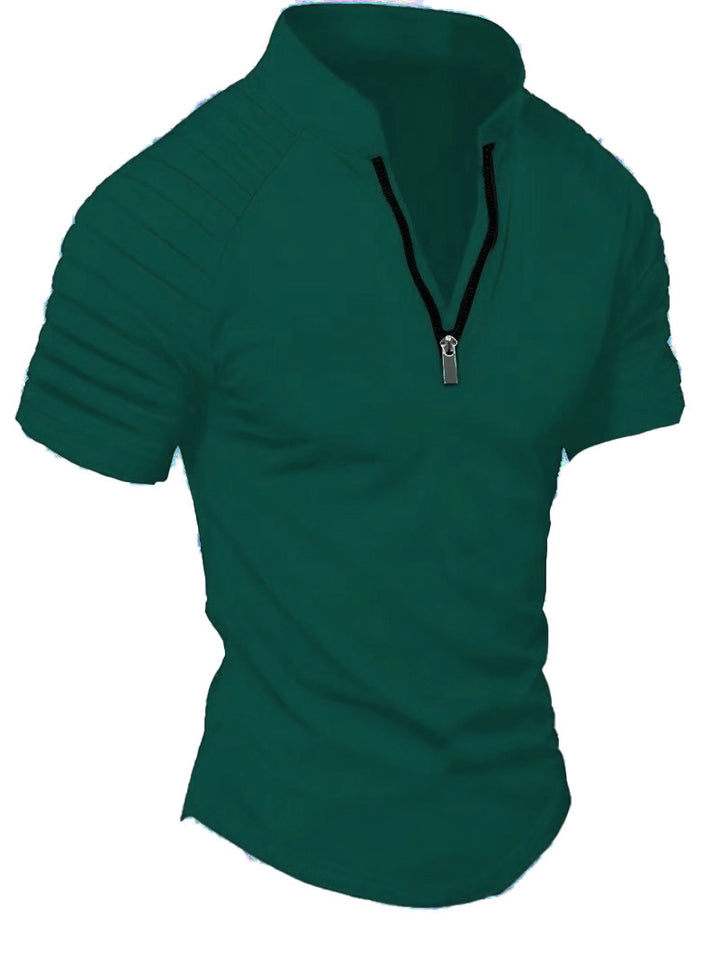 Short Sleeve Sports T-Shirt for Men with Structured Zipper Chic and Style