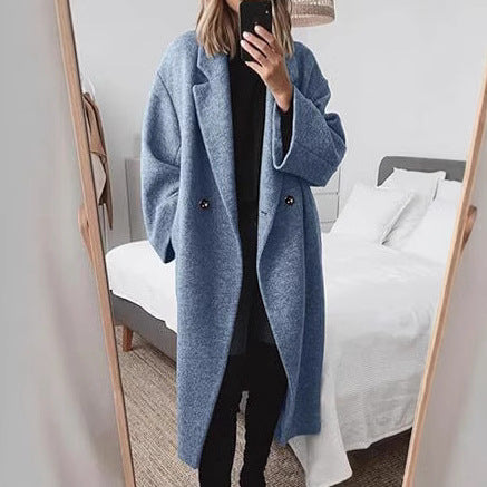 Ladies Oversized Wool Coat with Classic Lapels Lune London