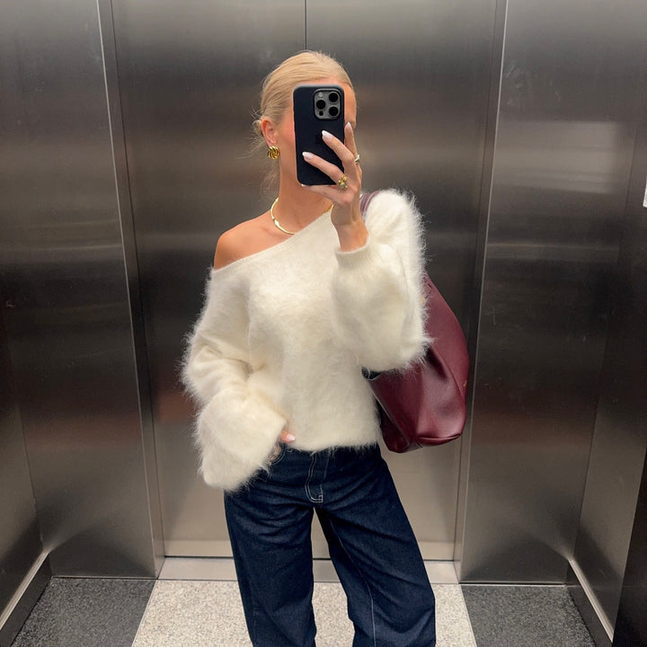 Women's Soft Mohair Blend Sweater with Oversized Sleeves Lune London