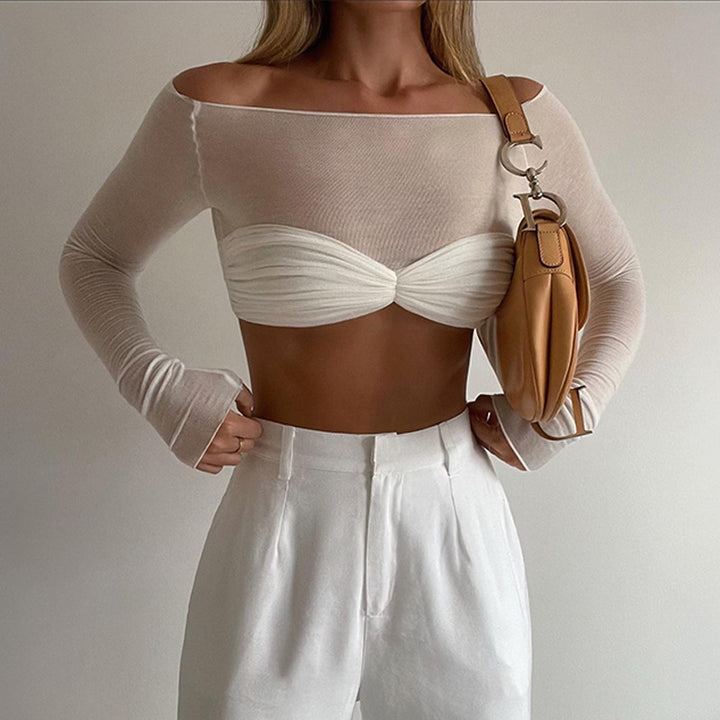Ladies Off-Shoulder Top with Ruffled Design Lune London