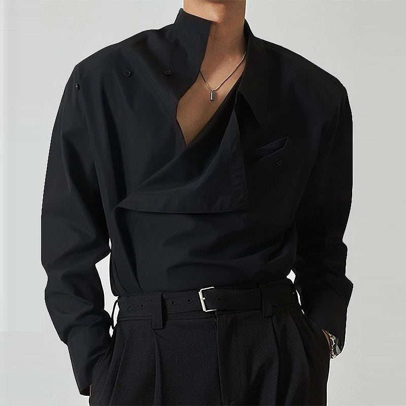 Chef jacket for men with modern high collar and practical chest pocket Lune London