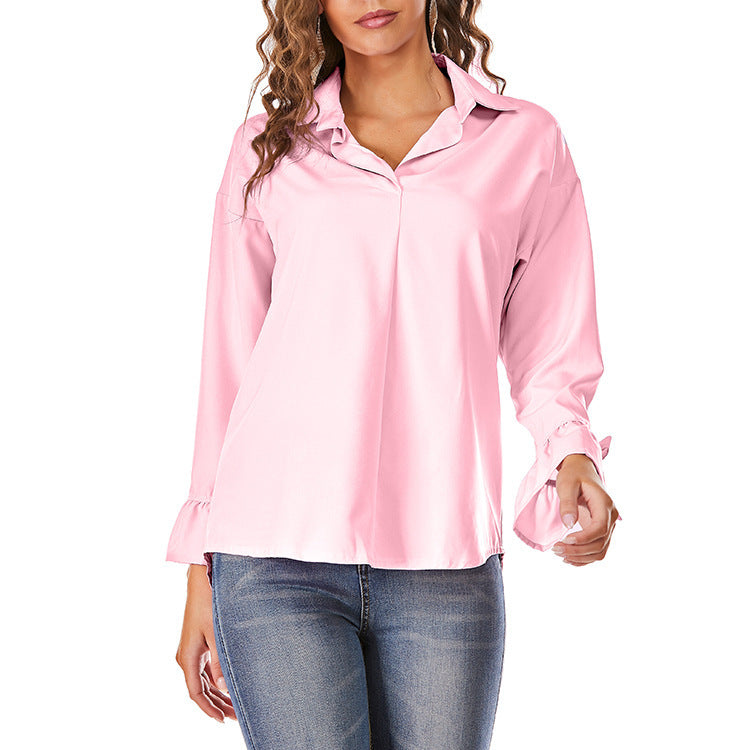 Ladies Fashionable Top with Ruffle Details and Modern Ties Lune London
