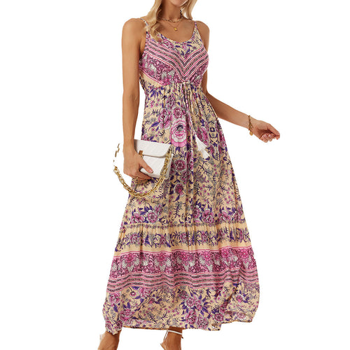Maxi dress for women with floral print and adjustable straps Lune London