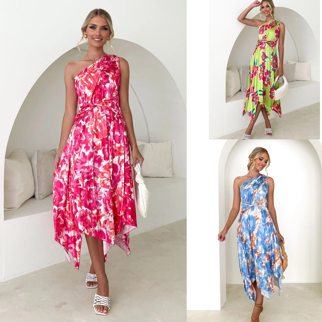 Asymmetrical floral wrap dress Lune London for women
