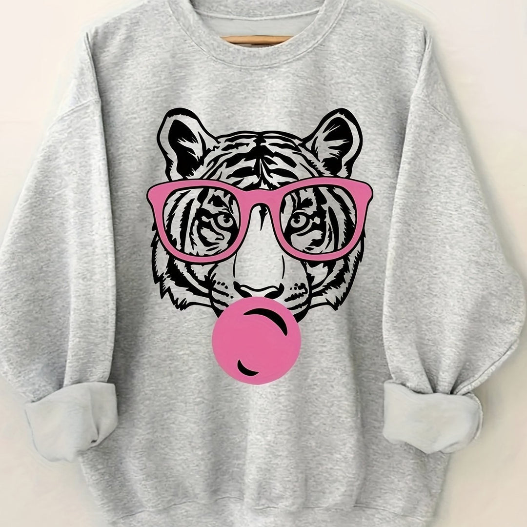 Sweat-shirt pour femmes avec design de tigre créatif et coupe décontractée Chic & Stil