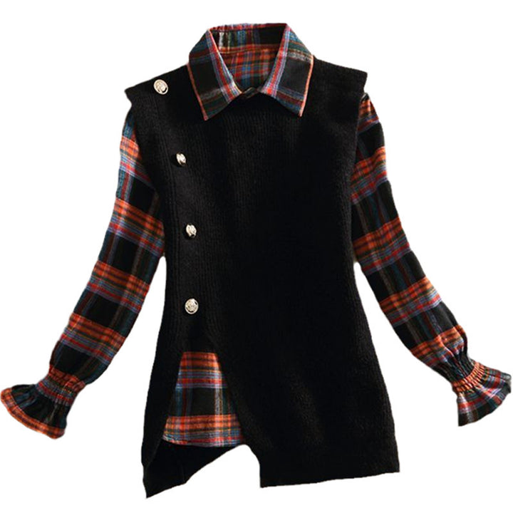 Knitted vest for women with an elegant V-neck and Lune London button details