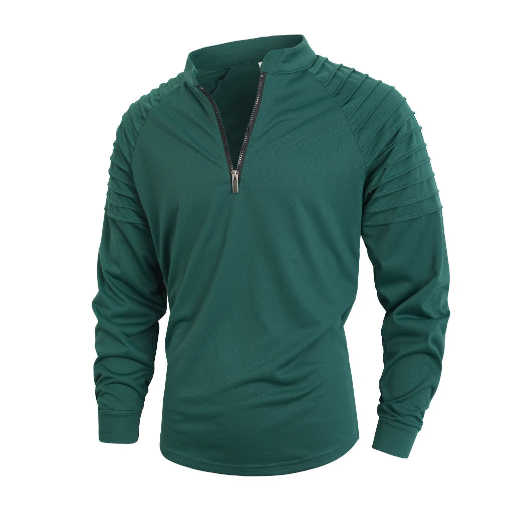 Men's long sleeve shirt with modern high collar and zipper Lune London