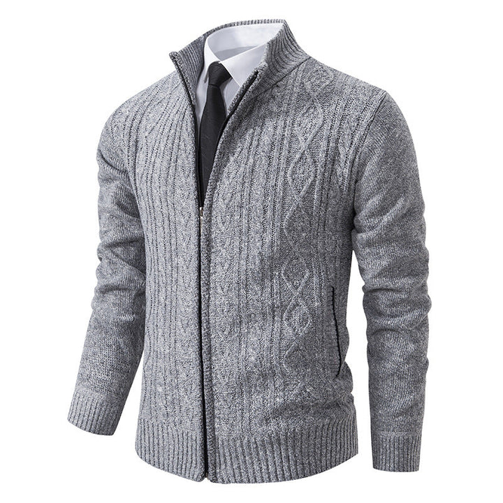 Lune London | Men's Cardigan with Stand-Up Collar and Textured Pattern