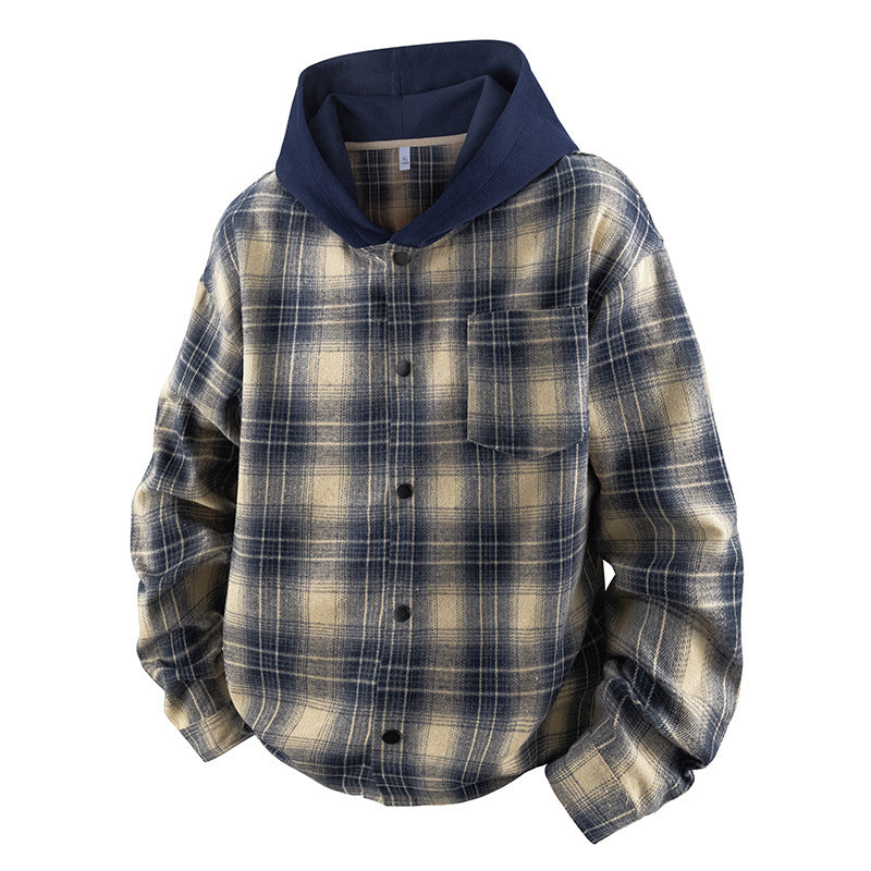 Casual men's jacket with lined hood and checked pattern Lune London