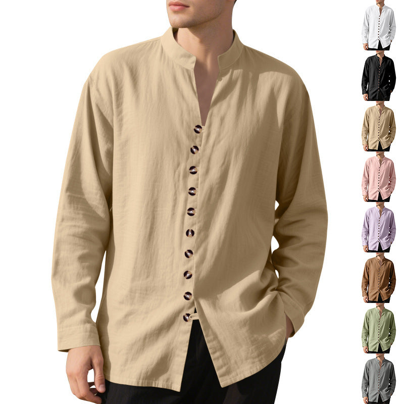 Casual long sleeve shirt for men with Henley collar and trendy buttons Lune London