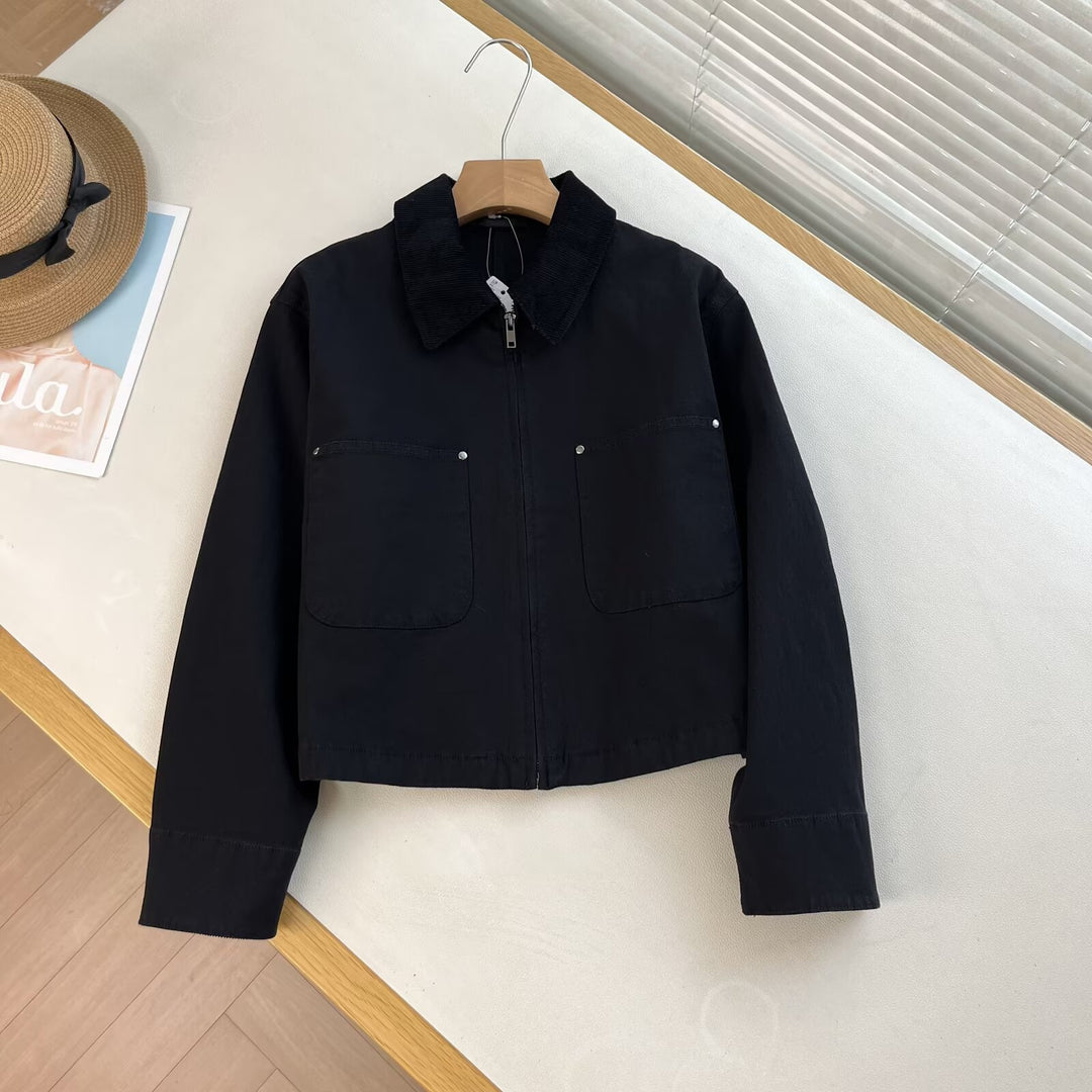 Veste de transition cropped chic pour femmes avec pilier en cordon intemporel Chic & Stil