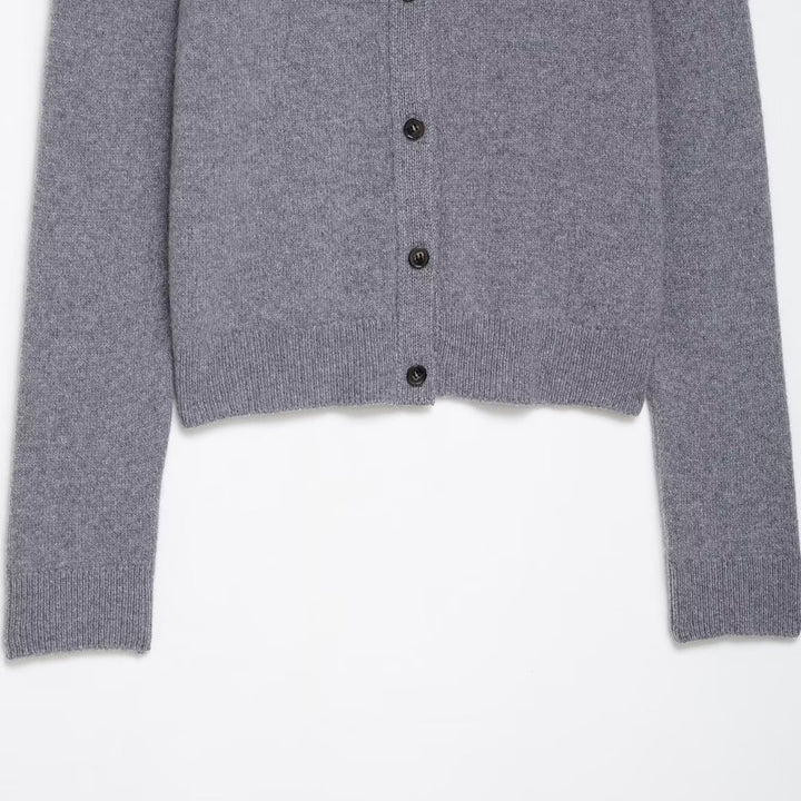 Women's knitted jacket with button placket and classic round collar Lune London