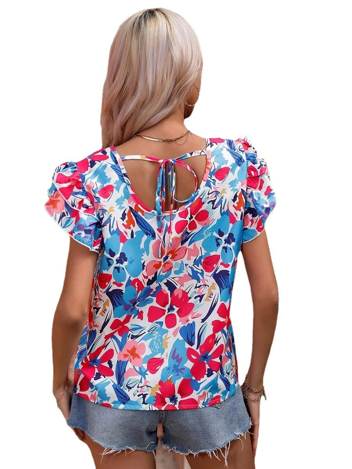 Woman Floral Ruffled Blouse Lune London