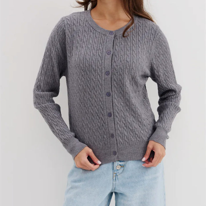 Women's knit jacket with a fine cable pattern and trendy buttons Lune London