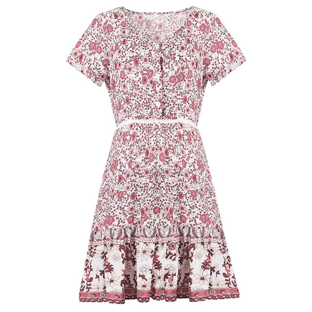 Elegant summer dress for women with floral design and belt waist Lune London