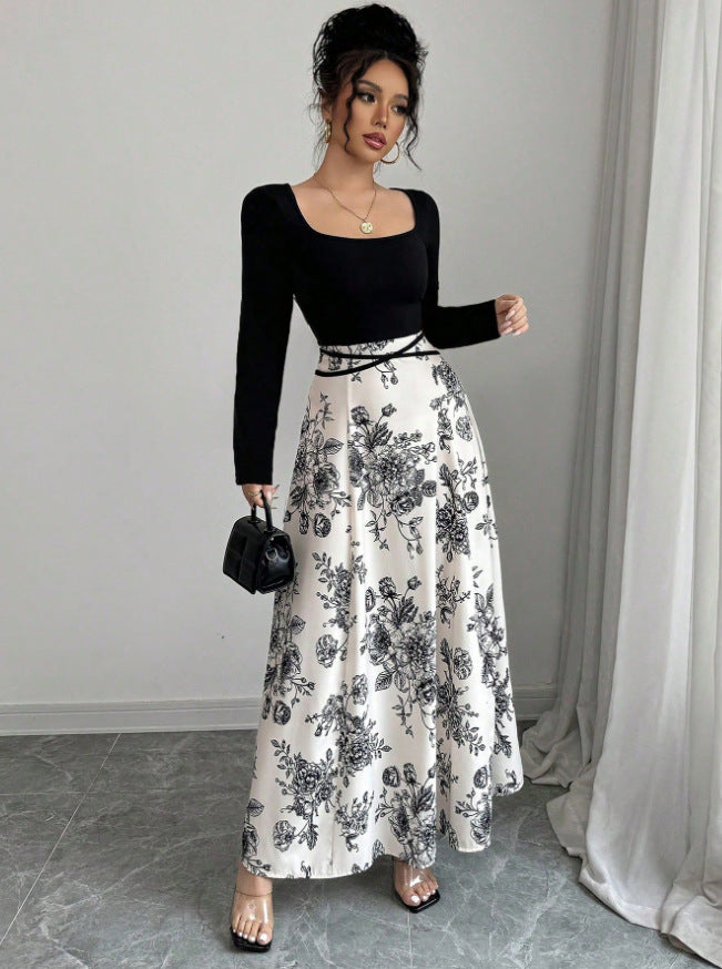 Elegant maxi dress for women with floral print and fitted cut Lune London
