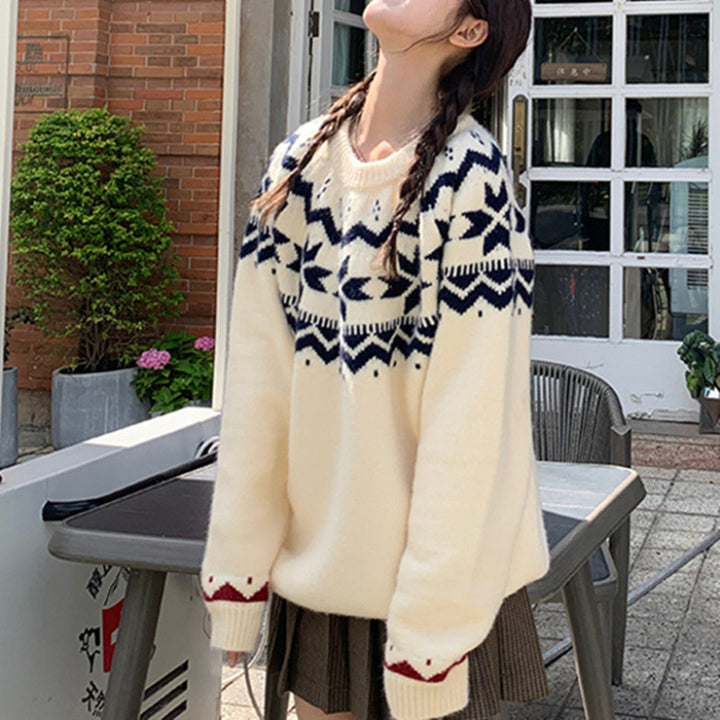 Pull confortable pour femmes avec motif d'hiver Chic & Stil