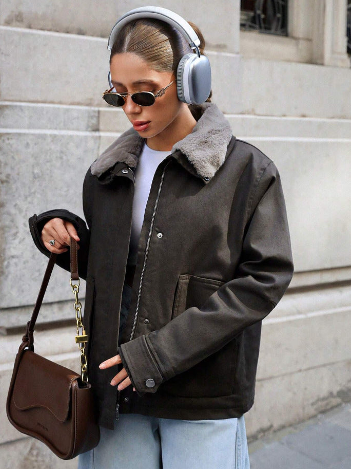Oversized winter jacket for women with cozy collar Lune London