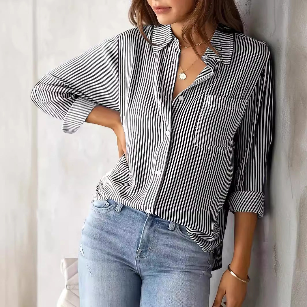 Women's Checked Shirt with Casual Cut and Applied Chest Pocket Lune London
