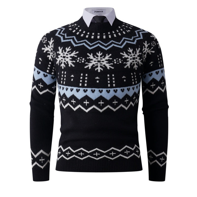 Men's Fashionable Knitted Sweater with Creative Snow Pattern Lune London