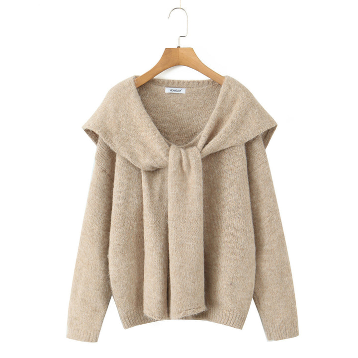 Trendy knit sweater for women with wide collar and relaxed fit Lune London