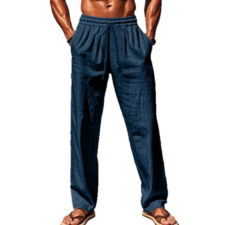 Airy summer cargo pants for men with elastic waistband and practical side pockets Lune London