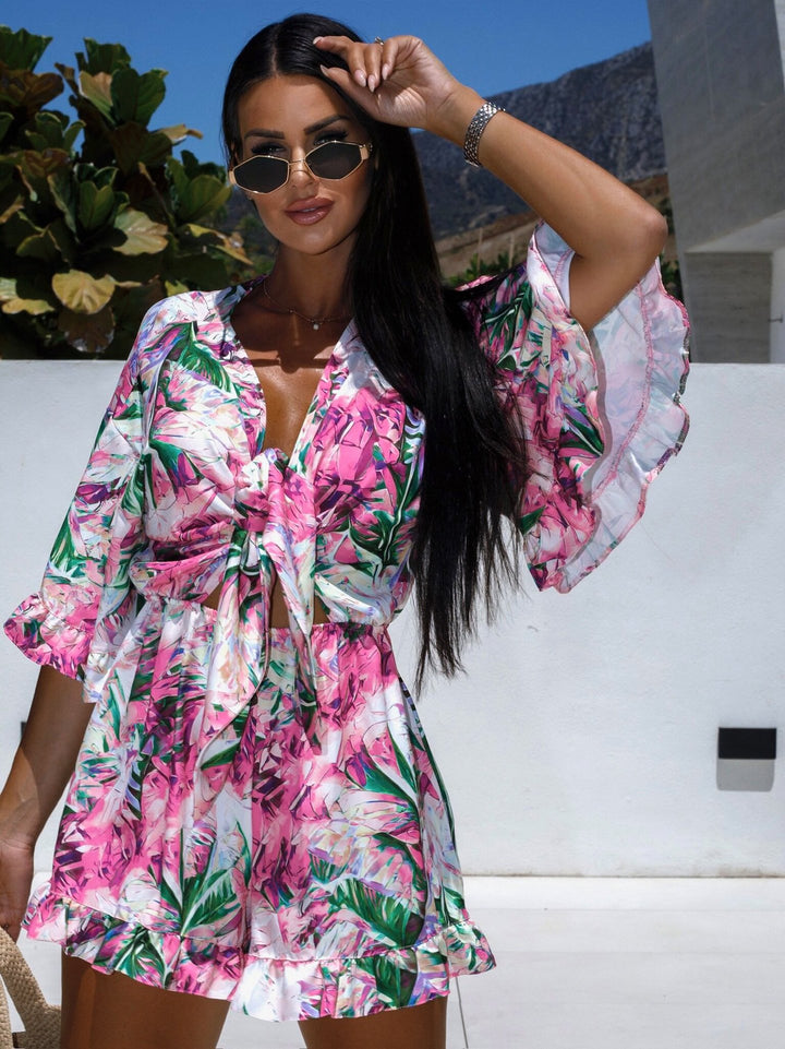 Ladies tropical print swimsuit Lune London