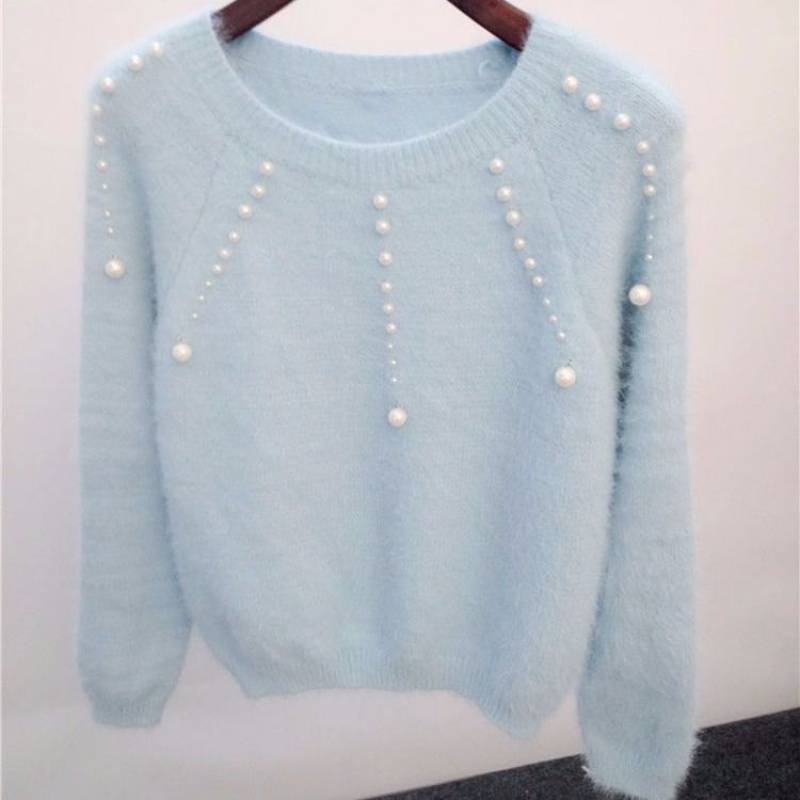 Pull femme élégant avec des accents de perles élégants Lune London