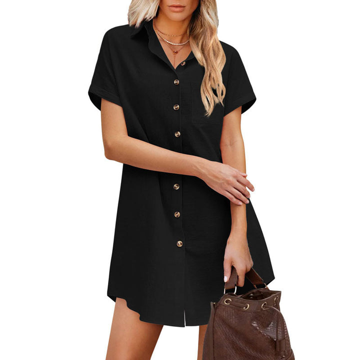 Women's shirt dress with a relaxed cut featuring button details and an applied pocket Lune London