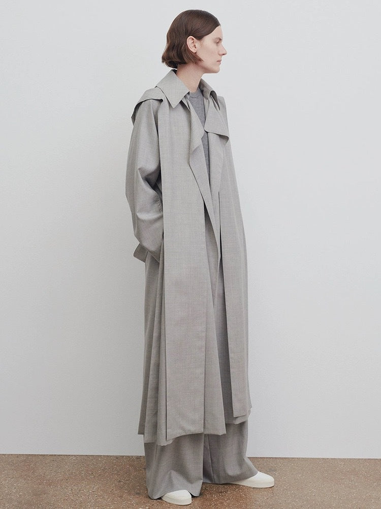 Manteau long oversized pour femmes avec large col Chic & Stil