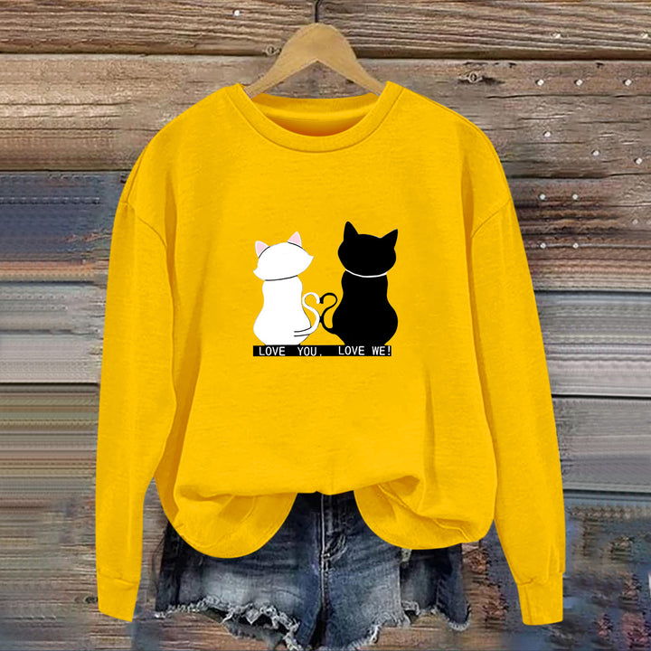 Sweat-shirt pour femmes avec design de chat ludique et impression humoristique Chic & Stil