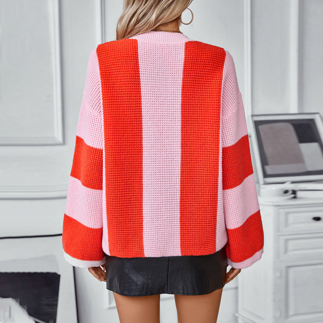 Women's knitted sweater with an innovative blocked stripes design and a relaxed fit Lune London