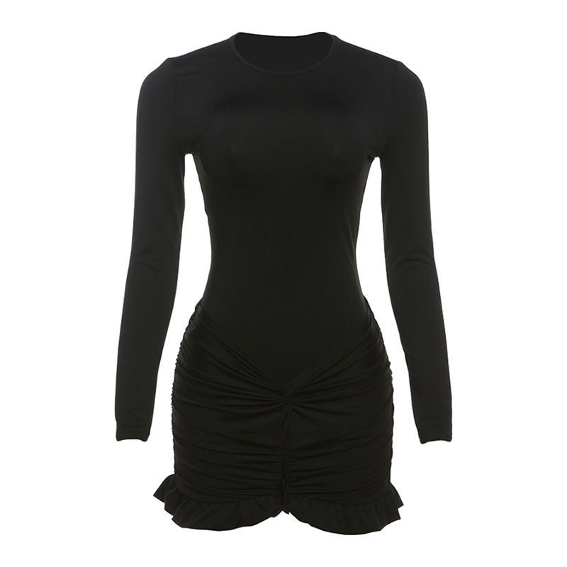 Lune London fitted long sleeve dress for women with ruffles