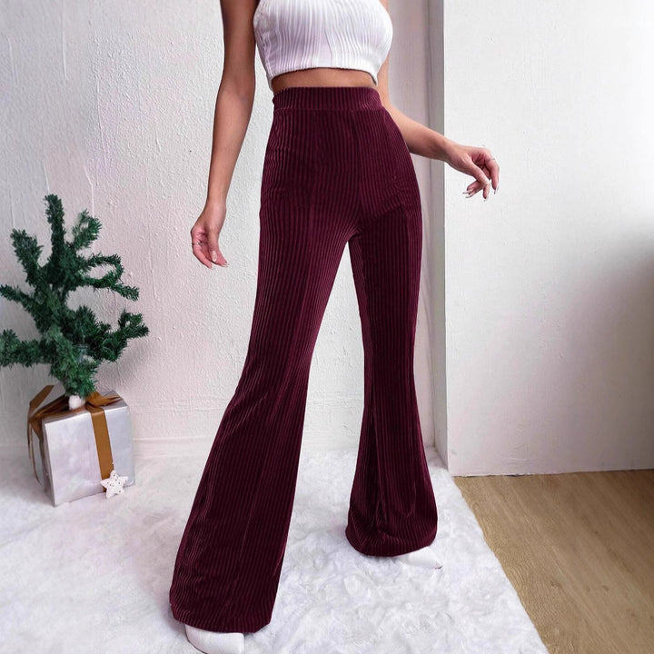 Women Elegant and Comfortable Satin Pants with Vertical Stripes Lune London