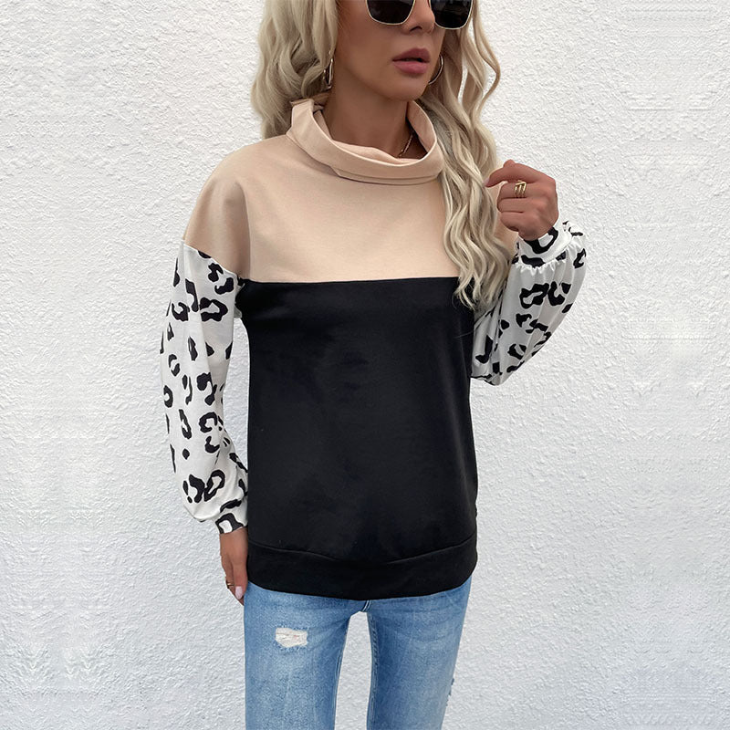 Sweat-shirt féminin à la mode avec imprimé animal et col montant Chic & Stil