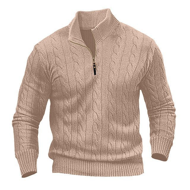 Knit sweater for men with high collar and zipper Lune London