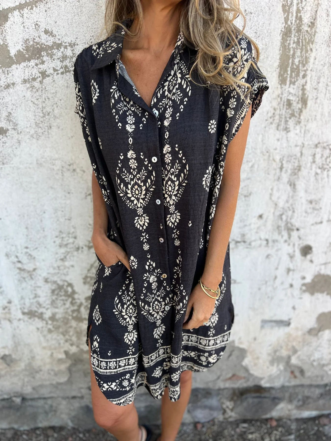Lune London fine patterned women's shirt dress