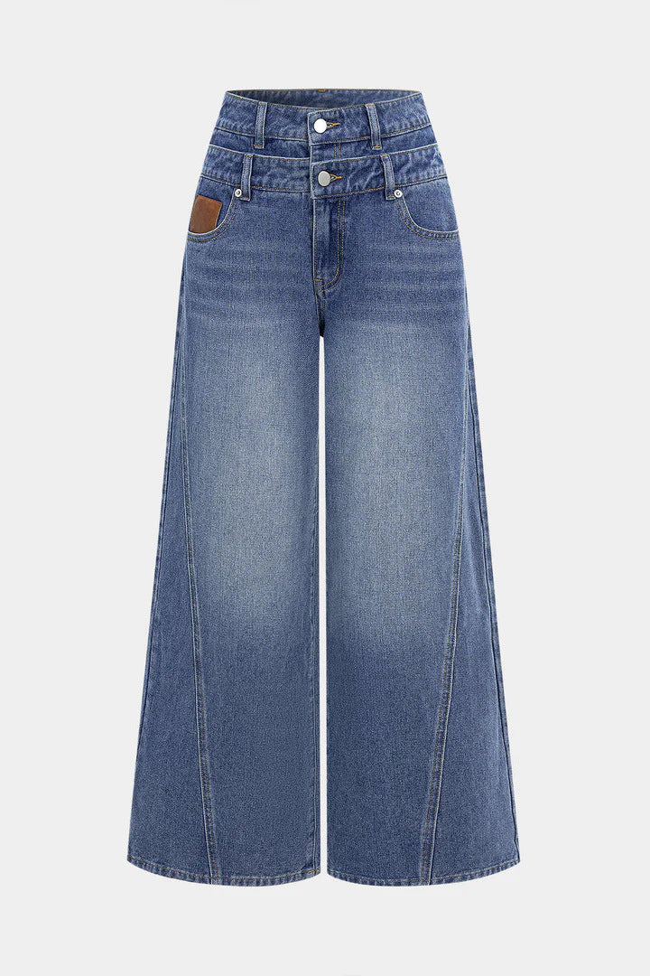 Ladies fashionable high-waist jeans with wide leg Lune London